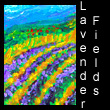 miniature landscape painting of lavender fields