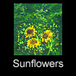 miniature landscape painting of sunflowers