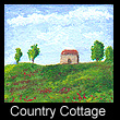 miniature landscape painting of cottage