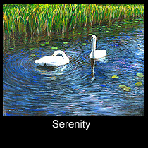  impressionist painting of trumpeter swans