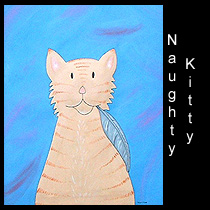 folk art painting of tabby cat