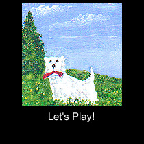 miniature painting of west highland terrier dog