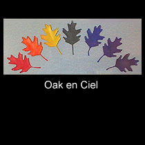 leather sculpture of rainbow oak leaves