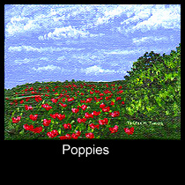landscape painting of field of poppies