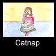 miniature folk art painting of lady with cat (SOLD)