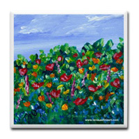 flower garden tile coaster